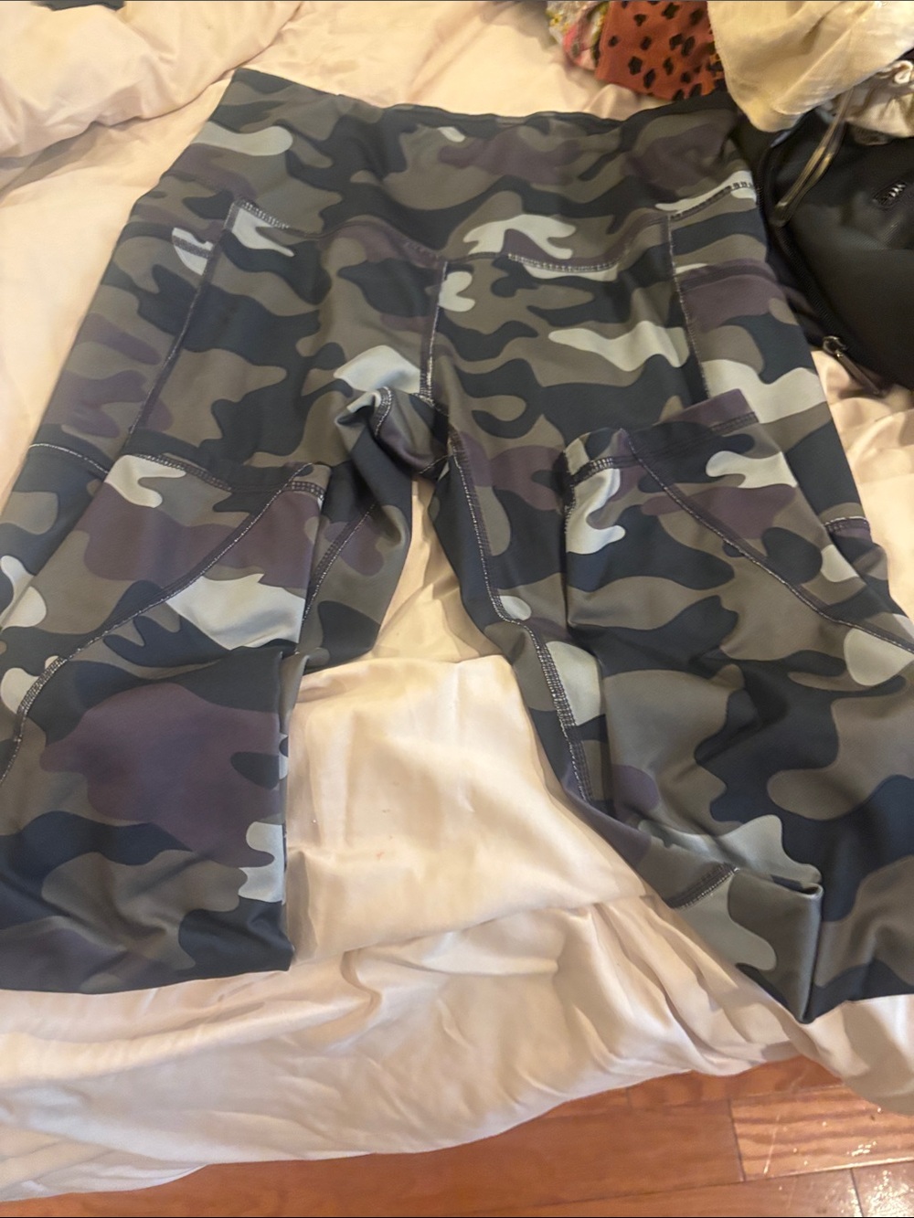 Reebok Women's Gray and Green Camo Leggings